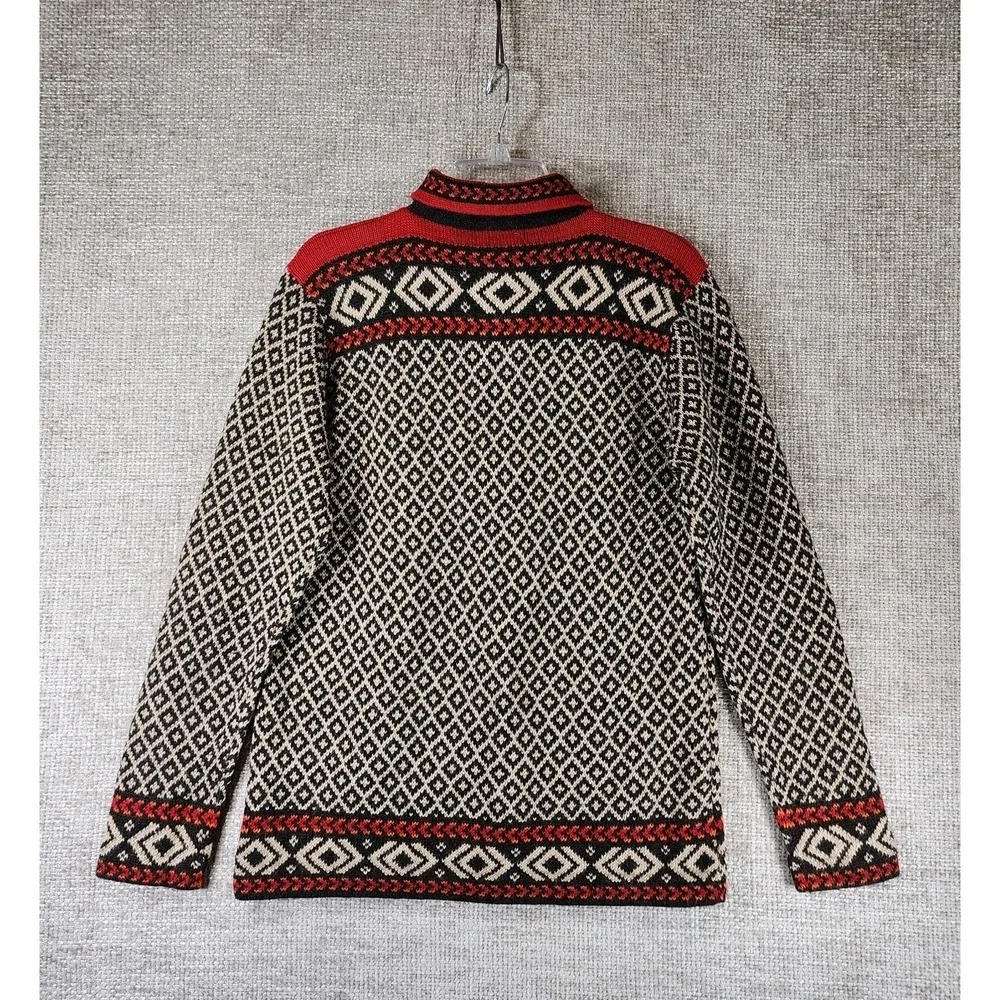 LAM 100% Alpaca 1/4 Zip Sweater Unisex M Multicolor Geo Alpine Pattern‎ Bolivia